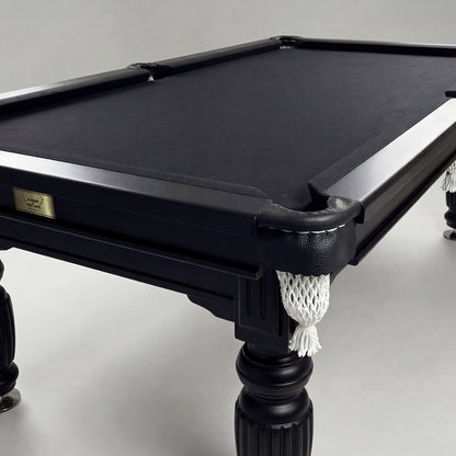 Solid Oak 8ft Slate Pool Table - Black Frame/Black Felt