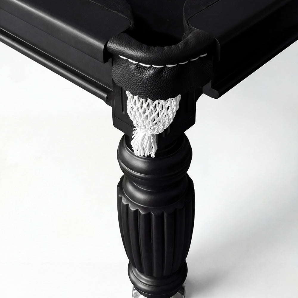 Solid Oak 8ft Slate Pool Table - Black Frame/Black Felt