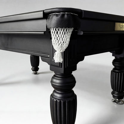 Solid Oak 8ft Slate Pool Table - Black Frame/Black Felt