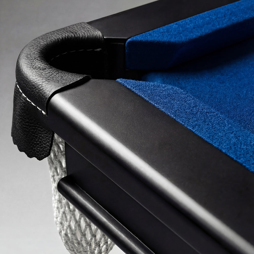 Solid Oak 7ft Slate Pool Table - Black Frame/Blue Felt [SHIPS IN 1 WEEK]