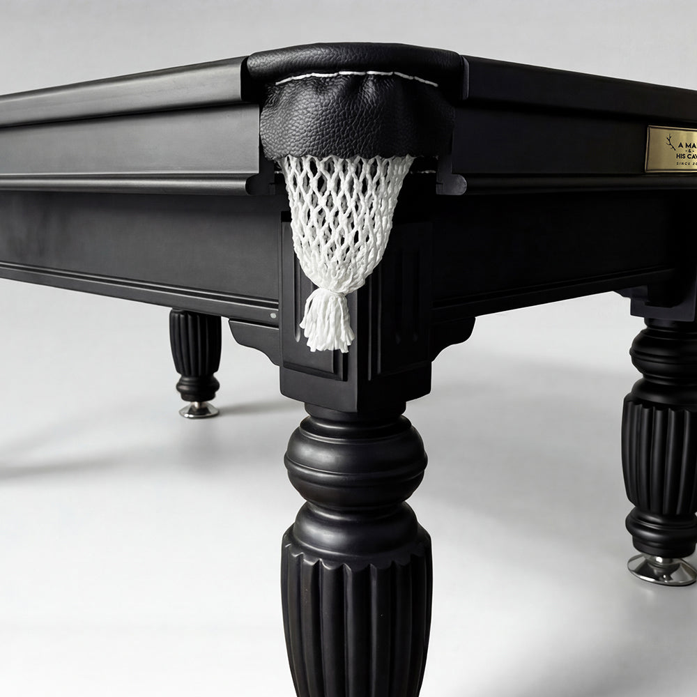 Solid Oak 7ft Slate Pool Table - Black Frame/Blue Felt [SHIPS IN 1 WEEK]