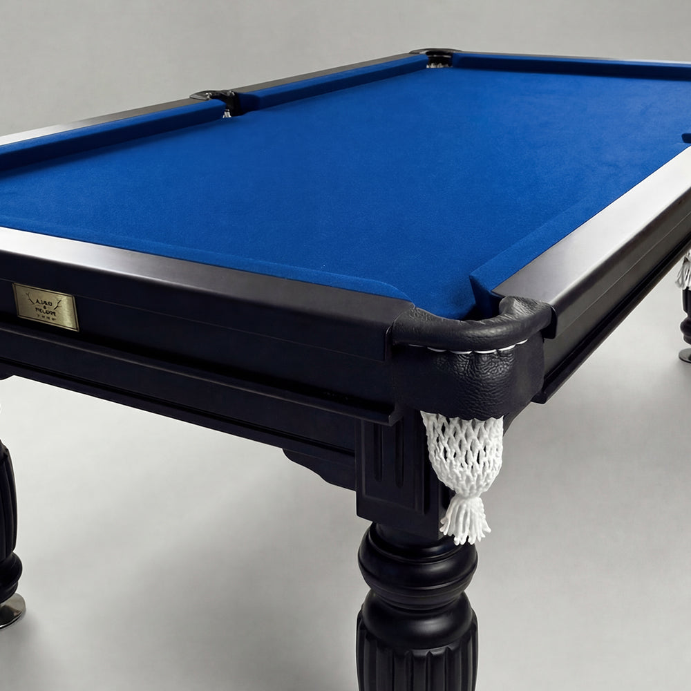 Solid Oak 7ft Slate Pool Table - Black Frame/Blue Felt [SHIPS IN 1 WEEK]