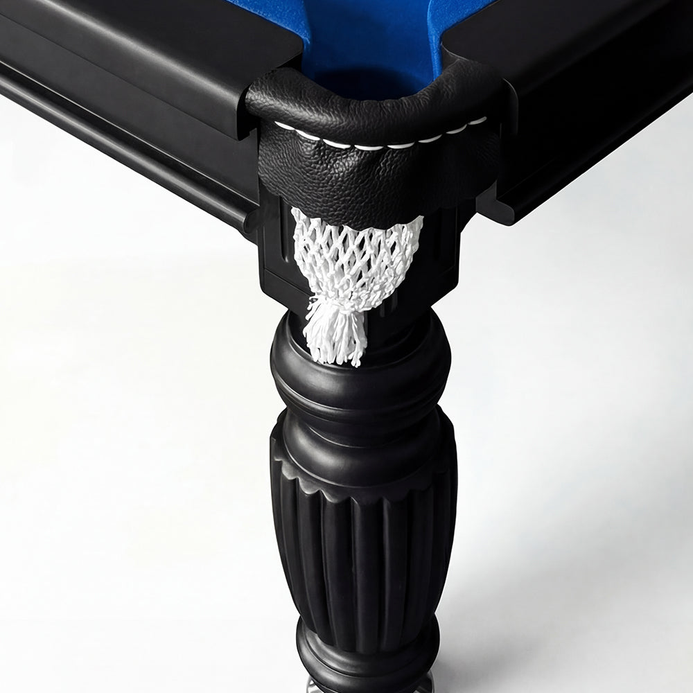 Solid Oak 7ft Slate Pool Table - Black Frame/Blue Felt [SHIPS IN 1 WEEK]