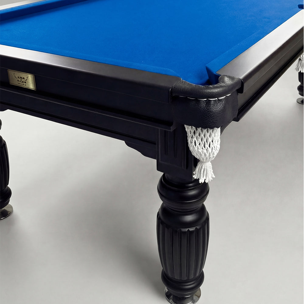 Solid Oak 7ft Slate Pool Table - Black Frame/Blue Felt [SHIPS IN 1 WEEK]