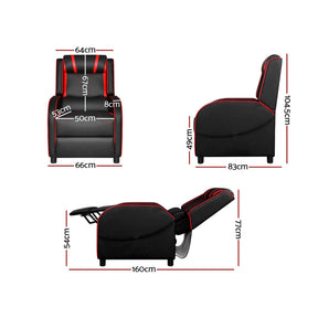 Health & Beauty > Massage - Artiss Recliner Chair Gaming Racing Armchair Lounge Sofa Chairs Leather Black