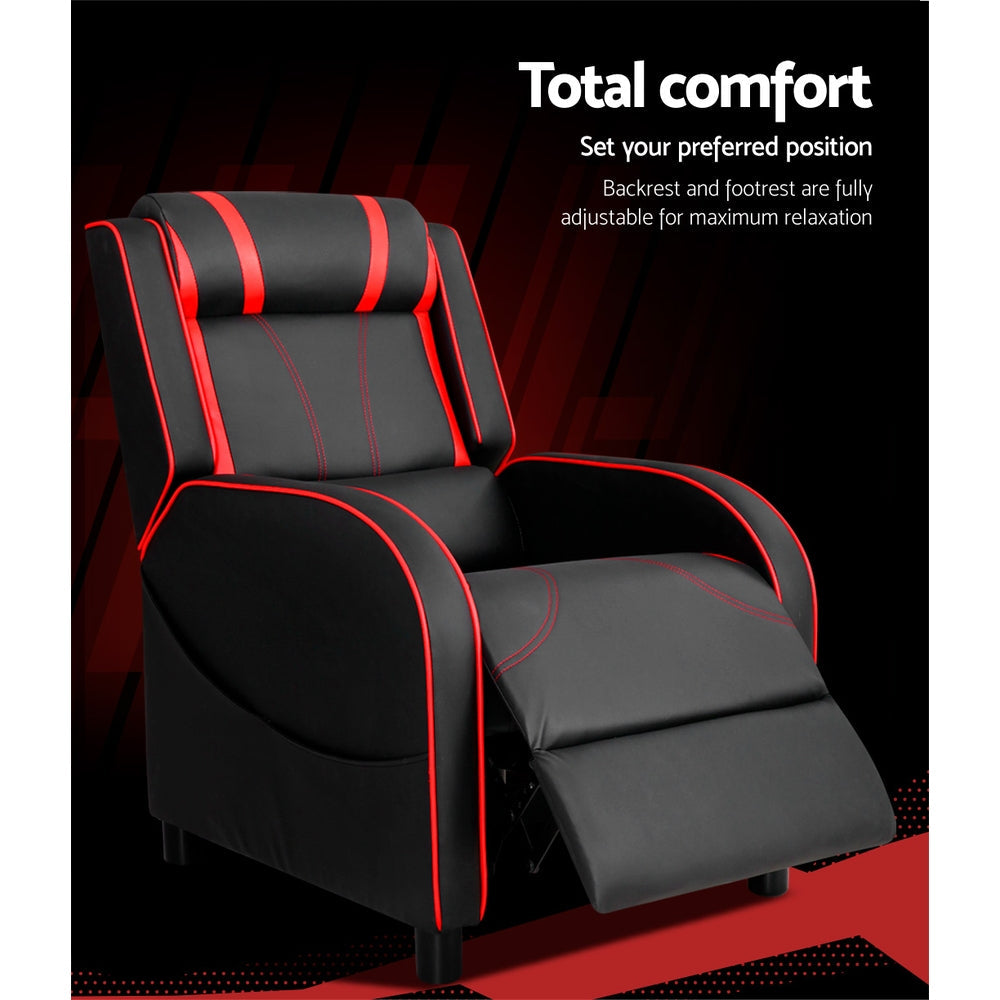 Health & Beauty > Massage - Artiss Recliner Chair Gaming Racing Armchair Lounge Sofa Chairs Leather Black
