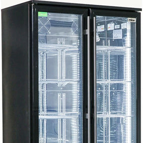 Rhino 2 Door Black Commercial Upright Triple Glass Door Bar Fridge Ultra Energy Efficient - Model SGT2-BS