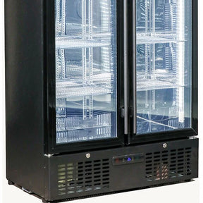 Rhino 2 Door Black Commercial Upright Triple Glass Door Bar Fridge Ultra Energy Efficient - Model SGT2-BS