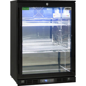 Black Commercial Glass Door Bar Fridge Energy Efficient Rhino