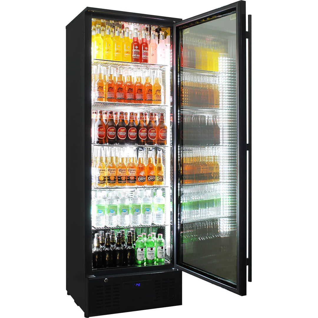 Rhino Black Commercial Upright Triple Glass Door Bar Fridge Ultra Energy Efficient - Model SGT1R-BS