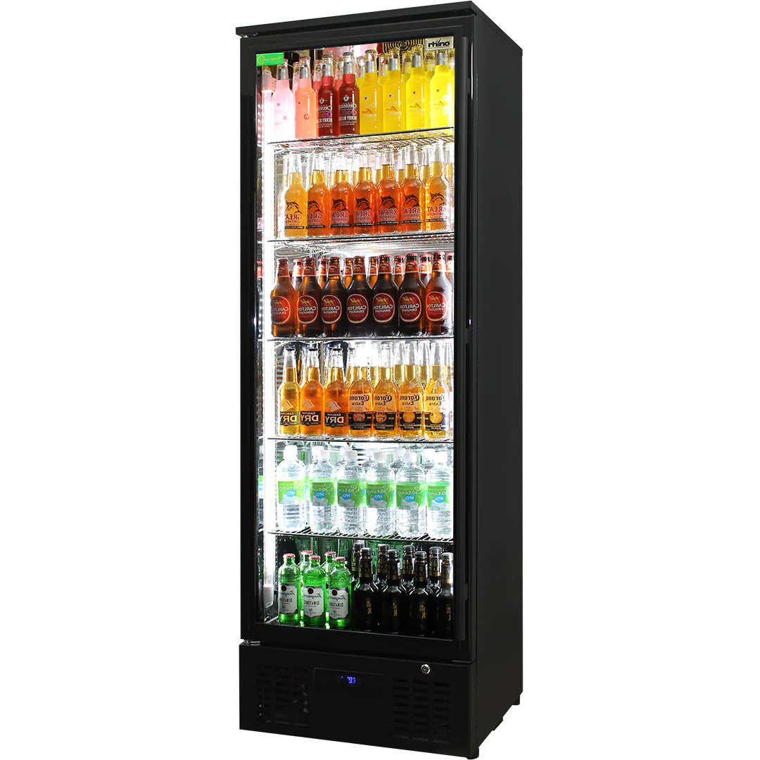 Rhino Black Commercial Upright Triple Glass Door Bar Fridge Ultra Energy Efficient Left Hinged - Model SGT1L-BS 