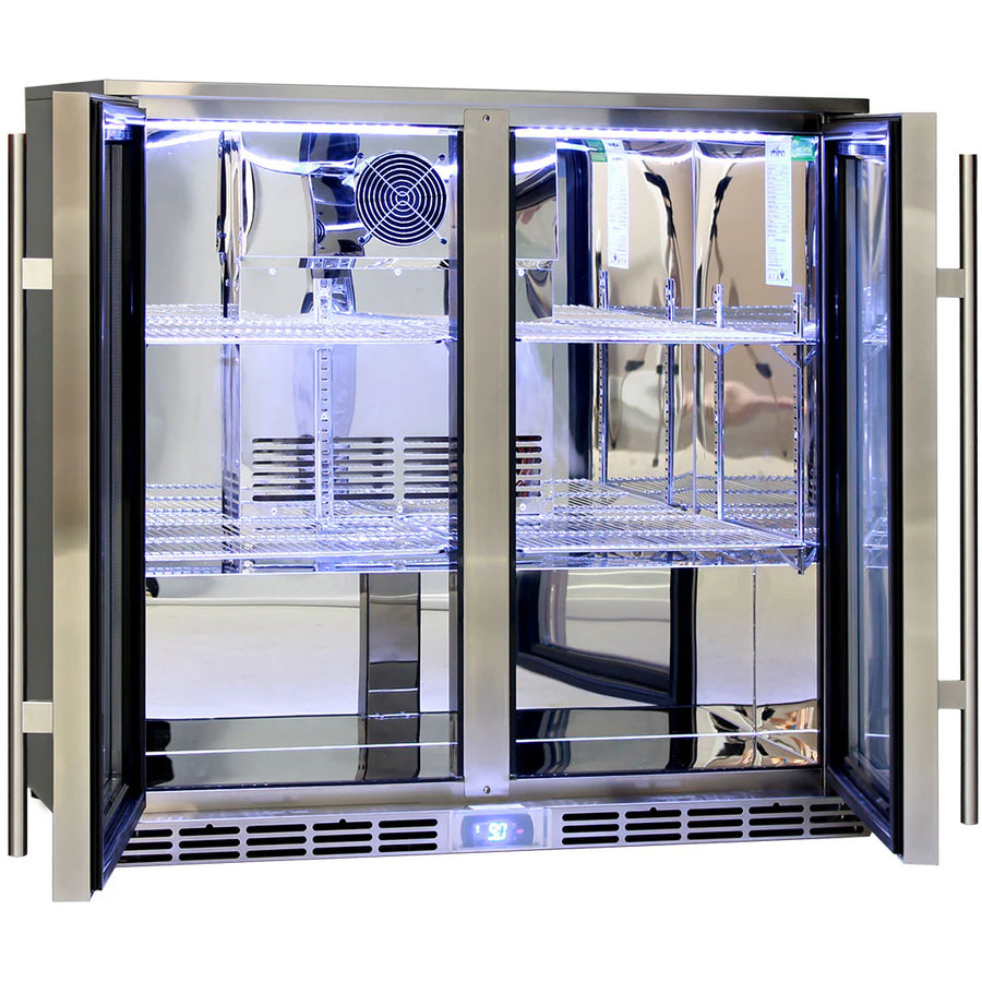Rhino Glass 2 Door Energy Efficient Alfresco 208L Bar Fridge with LOW E Glass