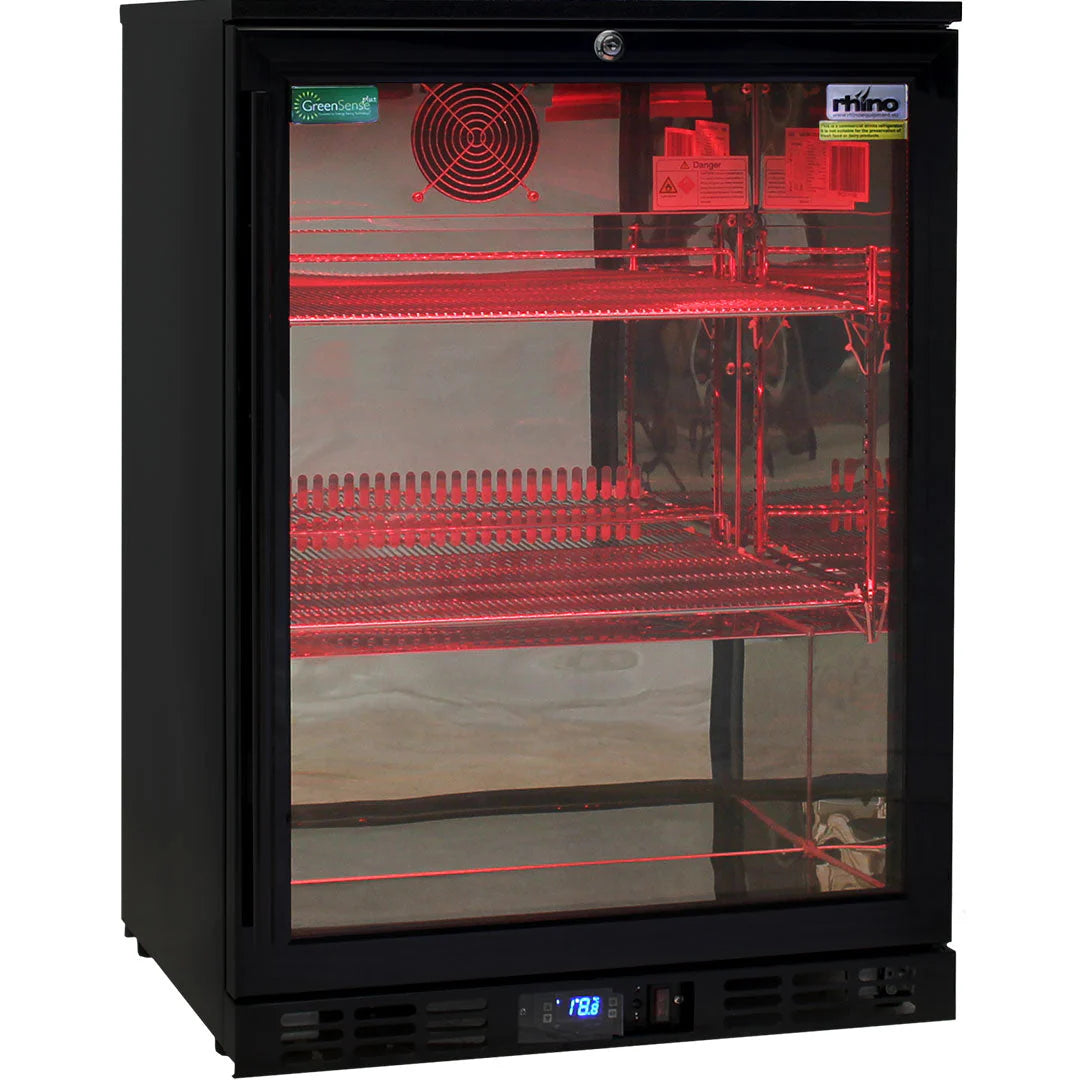 Rhino Night Club Commercial Multi Light Colored Black 1 Door Bar Fridge