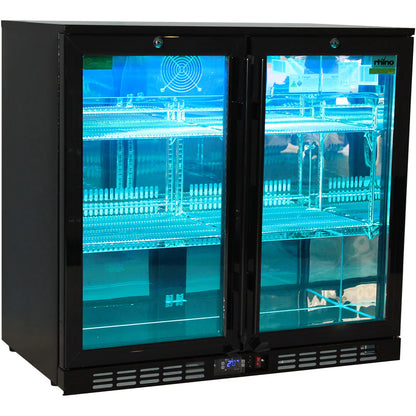 Rhino Night Club Commercial Multi Light Coloured Black 2 Door Bar Fridge (ON BACKORDER FOR MID JUL)