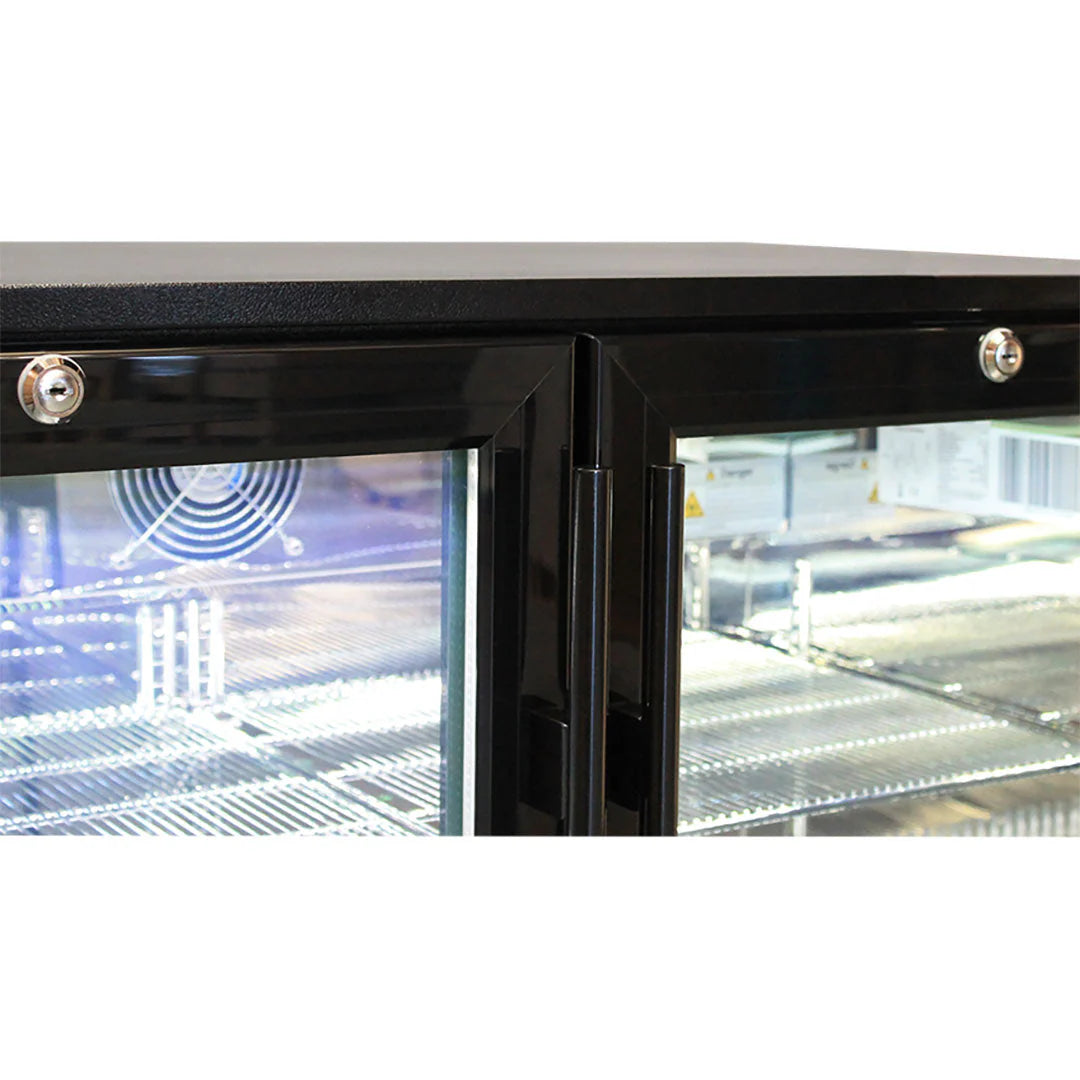 Rhino Night Club Commercial Multi Light Coloured Black 2 Door Bar Fridge (ON BACKORDER FOR MID JUL)