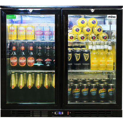 Rhino Night Club Commercial Multi Light Coloured Black 2 Door Bar Fridge (ON BACKORDER FOR MID JUL)