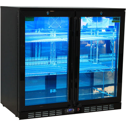 Rhino Night Club Commercial Multi Light Coloured Black 2 Door Bar Fridge (ON BACKORDER FOR MID JUL)
