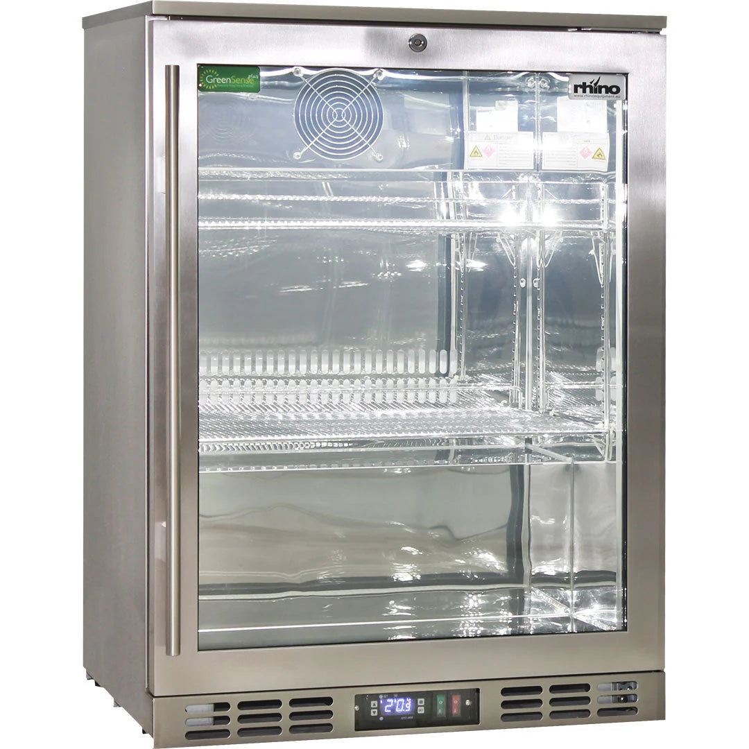 Rhino Stainless Steel 1 Heated Glass Door Bar Fridge With LG Compressor