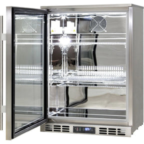Rhino Stainless Steel 1 Heated Glass Door Bar Fridge With Low Energy Consumption - Left Hinged SG1L-HD