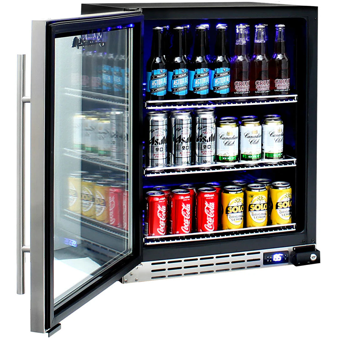 SCRATCH & DENT Schmick Under Bench Glass Door Black Bar Fridge Triple Glazed - Model SD-BA303-JC132B-B