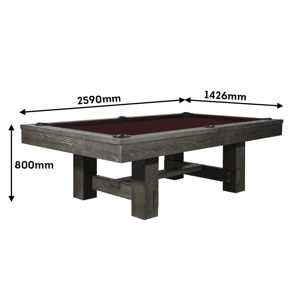 8FT Slate Billiard Table W/ Free Accessories Pool Table – Grey&Red
