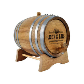 Personalised 'Bar Design' Oak Barrel
