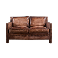 Scabrous Distressed Brown Leather Lounge - 2 seat