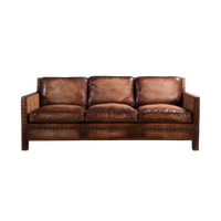 Scabrous Distressed Brown Leather Lounge - 3 seat