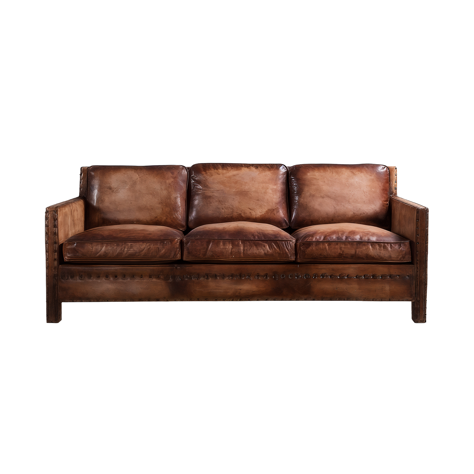 Scabrous Distressed Brown Leather Lounge – 3 seat