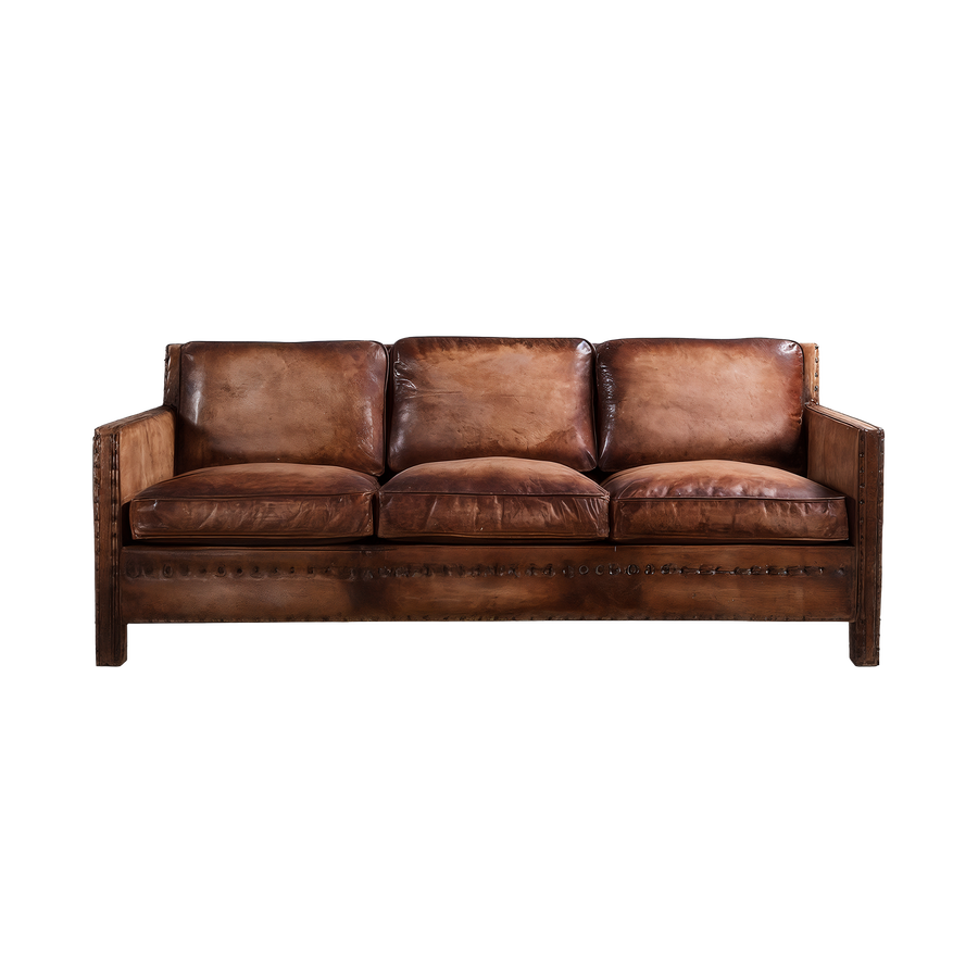 Scabrous Distressed Brown Leather Lounge – 3 seat