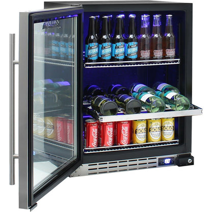 Bar Fridge - Schmick Under Bench Glass Door Bar Fridge Triple Glazed - Model JC132B Right Hinged