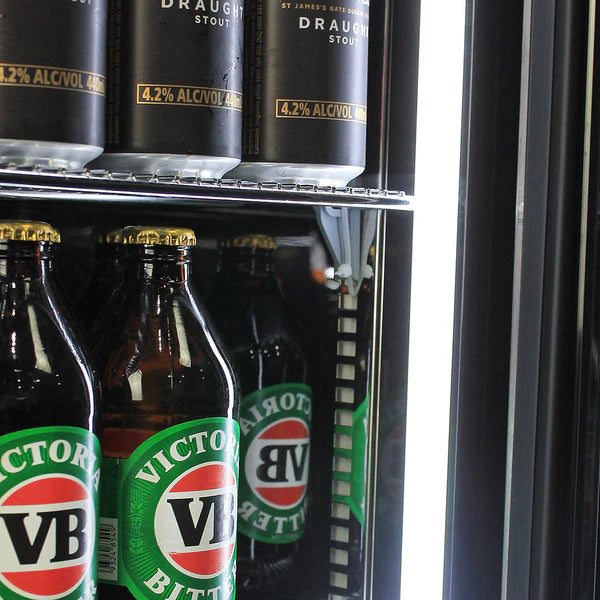 Schmick Quiet Running Front Venting Under Bench Heated Glass Door Bar Fridge Model SK116L-HD