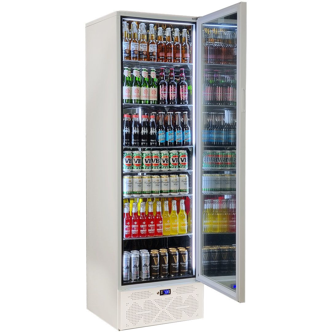 Schmick Classy Upright Heated Glass 1 Door Bar Fridge - Model SK422R-W-HD