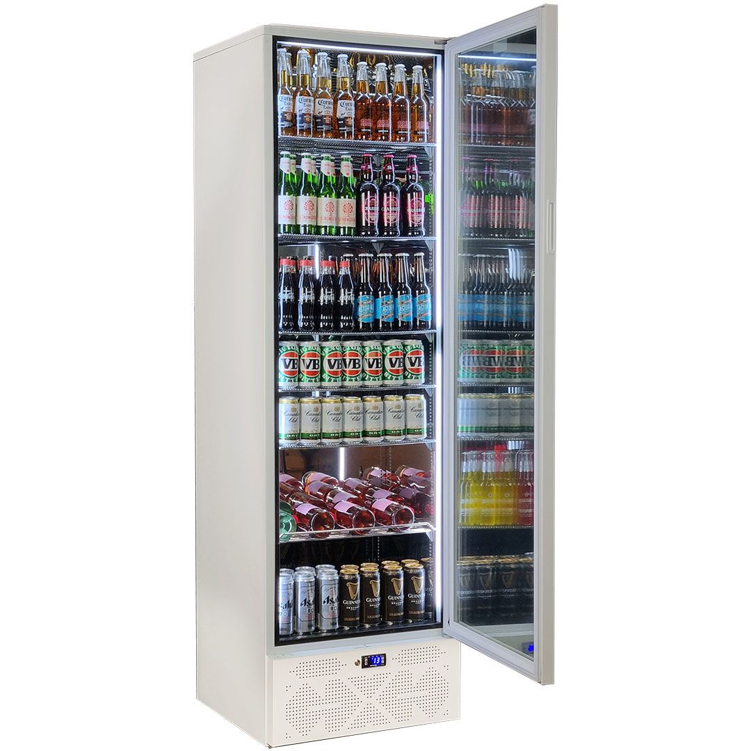 Schmick Classy Upright Heated Glass 1 Door Bar Fridge - Model SK422R-W-HD