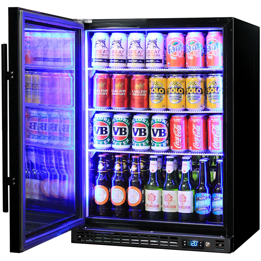 Schmick Quiet Running Front Venting Under Bench Heated Glass Door Bar Fridge - Model SK156L-B-HD