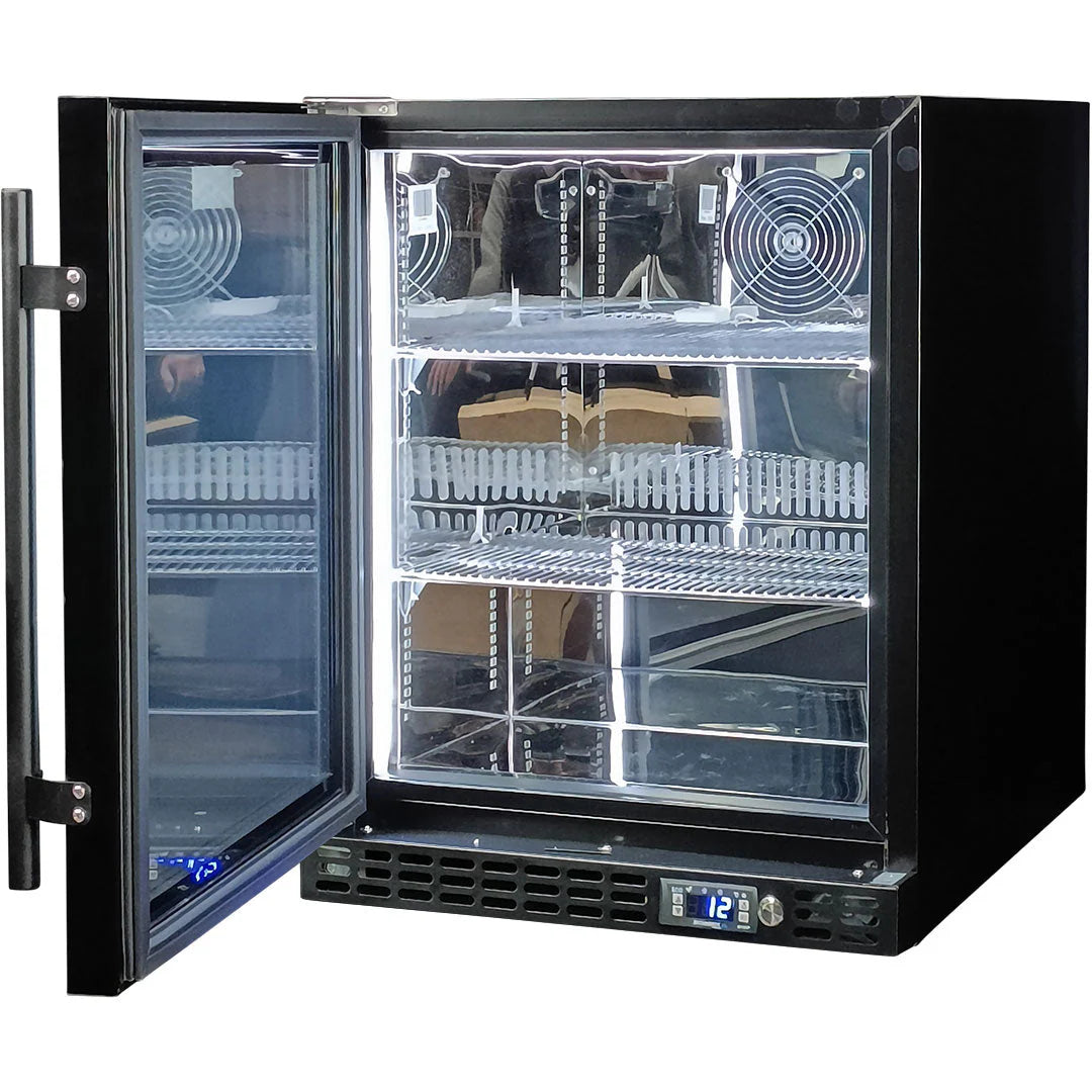 Schmick Quiet Running Front Venting Under Bench Heated Glass Door Bar Fridge - Model SK86L-B-HD