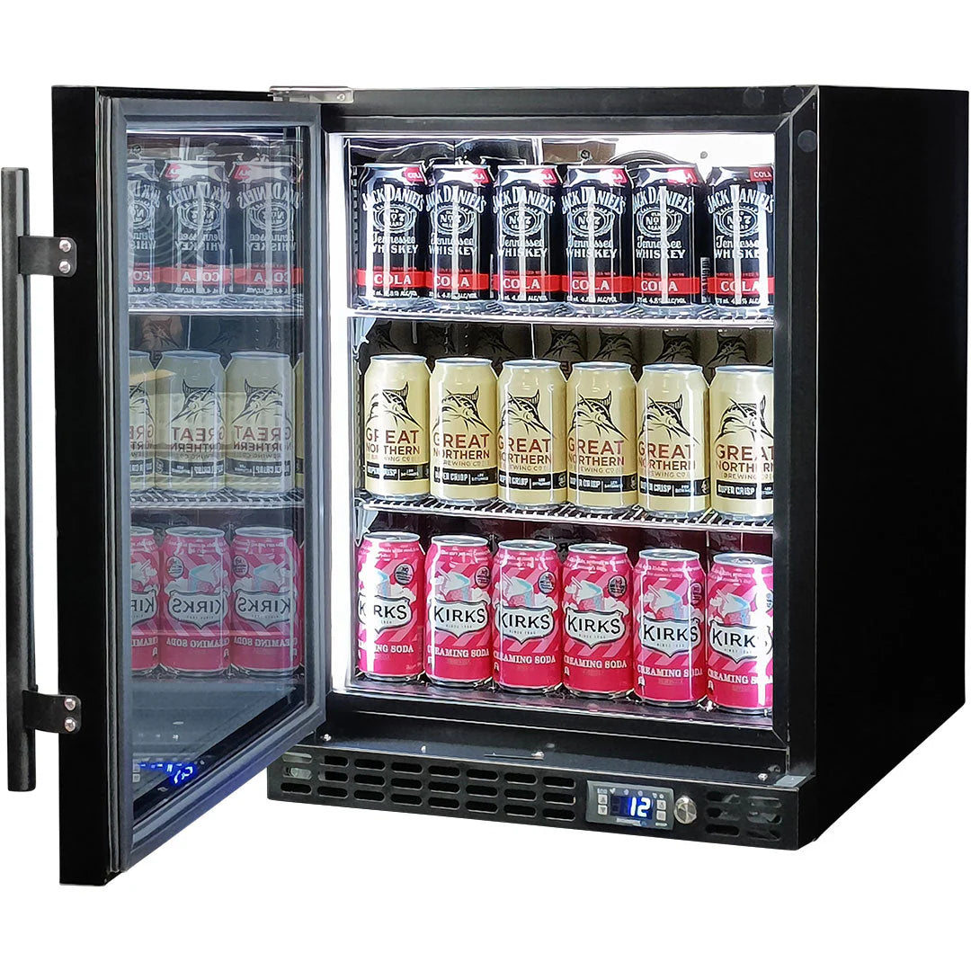 Schmick Quiet Running Front Venting Under Bench Heated Glass Door Bar Fridge - Model SK86L-B-HD