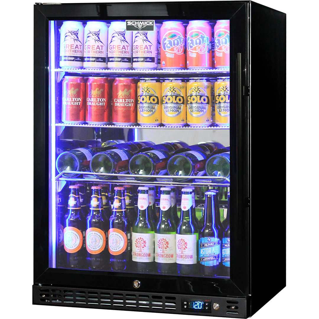 Schmick Quiet Running Front Venting Under Bench Triple Glazed Glass Door Bar Fridge - Model SK156L-B