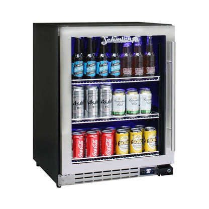 Bar Fridge - Schmick Under Bench Glass Door Bar Fridge Triple Glazed - Model JC132B Right Hinged