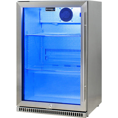 Schmick 304 Stainless Steel Bar Fridge Tropical Rated With Heated Glass and Triple Glazing Model SK118L-SS