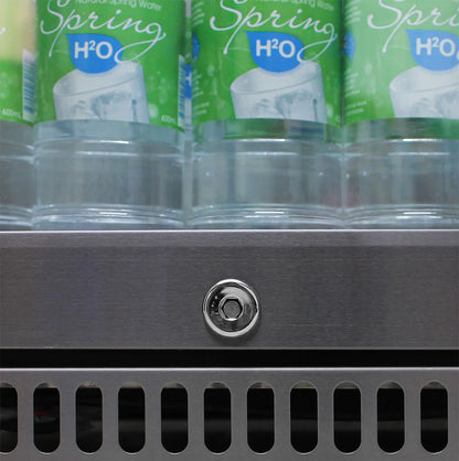 Schmick 304 Stainless Steel Bar Fridge Tropical Rated With Heated Glass and Triple Glazing Model SK118L-SS