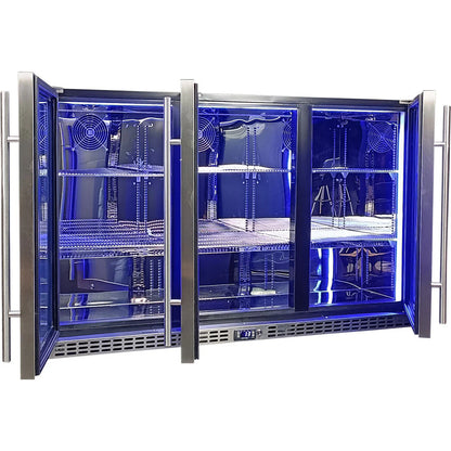 Schmick 3 Door Quiet Running Solid Stainless Steel Door Bar Fridge Model SK386-SD