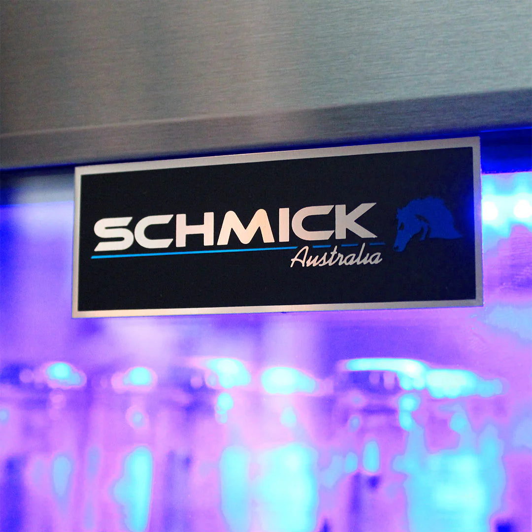 Schmick Black Bar Fridge Tropical Rated With Heated Glass and Triple Glazing 1 Door Model SK118L-B