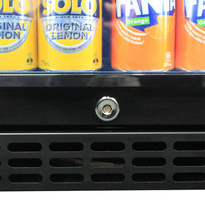 Schmick Black Quiet Front Venting Under Bench Heated Glass Door Bar Fridge Model SK146L-B-HD (ON BACK ORDER END SEPT)