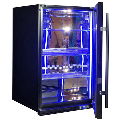 Schmick Black Quiet Front Venting Under Bench Heated Glass Door Bar Fridge Model SK146R-B-HD