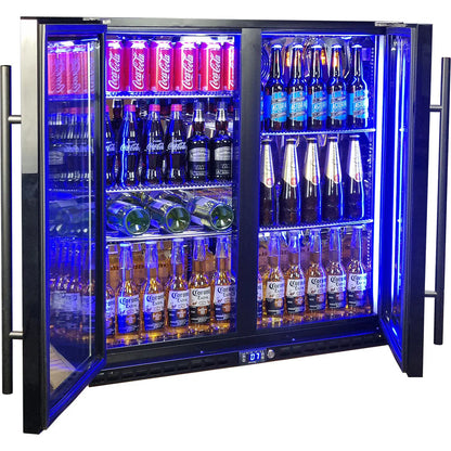 Schmick Black Quiet Running Front Venting Under Bench Heated Glass 2 Door Bar Fridge Model SK245-B-HD (ON BACKORDER FOR LATE JUNE)