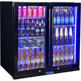 Schmick Black Quiet Running Front Venting Under Bench Heated Glass 2 Door Bar Fridge Model SK245-B-HD (ON BACKORDER FOR LATE JUNE)