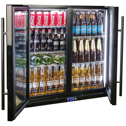 Schmick Black Quiet Running Front Venting Under Bench Heated Glass 2 Door Bar Fridge Model SK245-B-HD (ON BACKORDER FOR LATE JUNE)