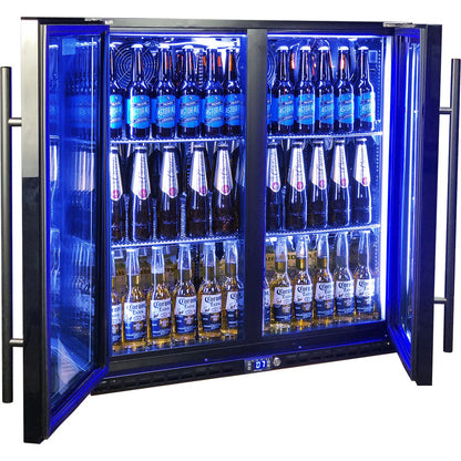 Schmick Black Quiet Running Front Venting Under Bench Heated Glass 2 Door Bar Fridge Model SK245-B-HD (ON BACKORDER FOR LATE JUNE)