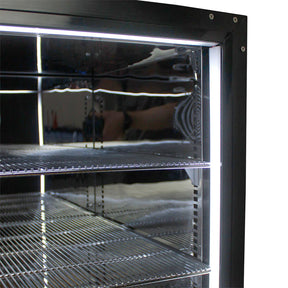 Schmick Black Quiet Running Front Venting Under Bench Heated Glass Door Bar Fridge Model SK92L-B-HD